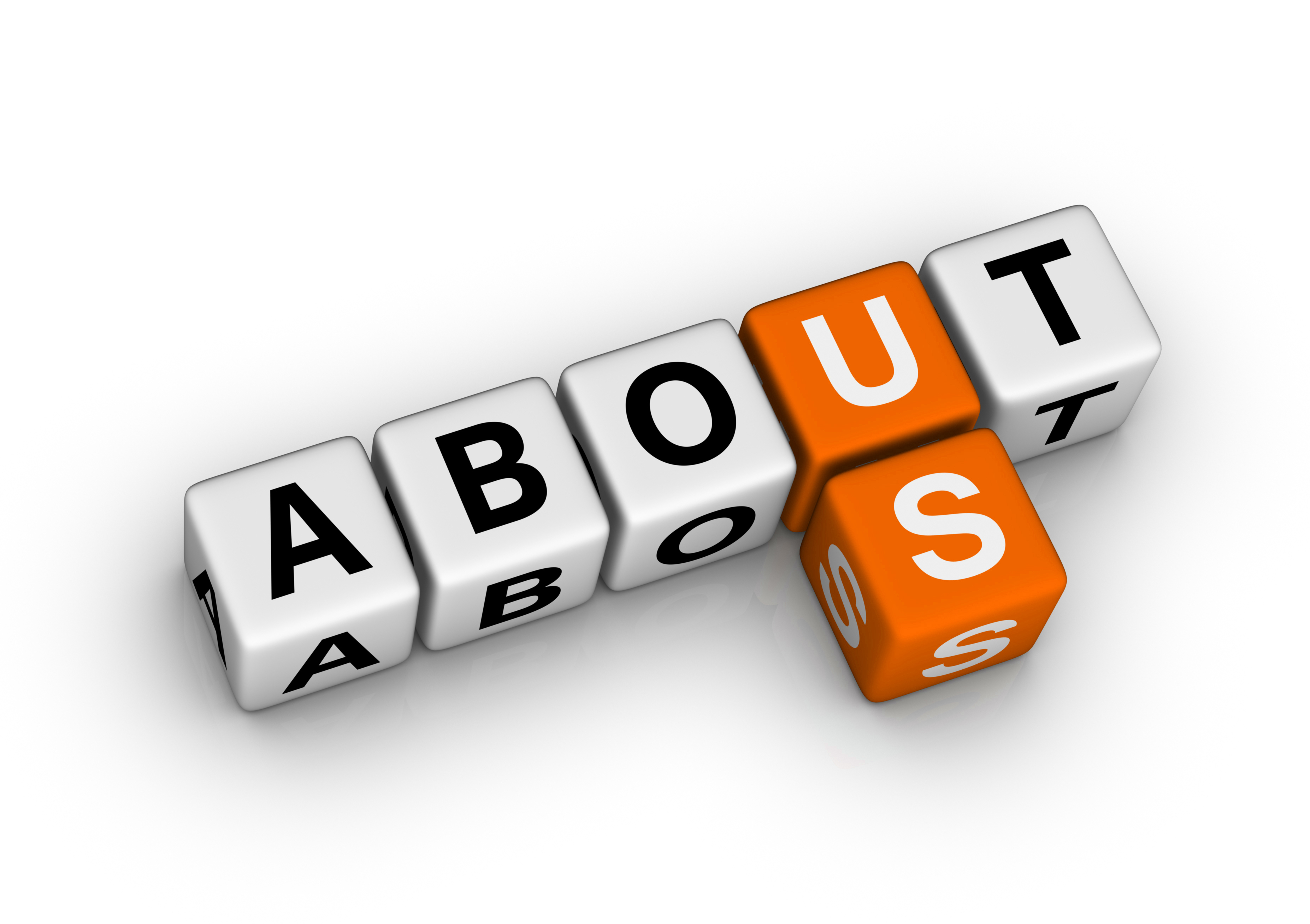 About us displayed on dice